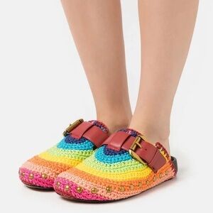 Kurt Geiger Ozark rainbow crochet clog mules